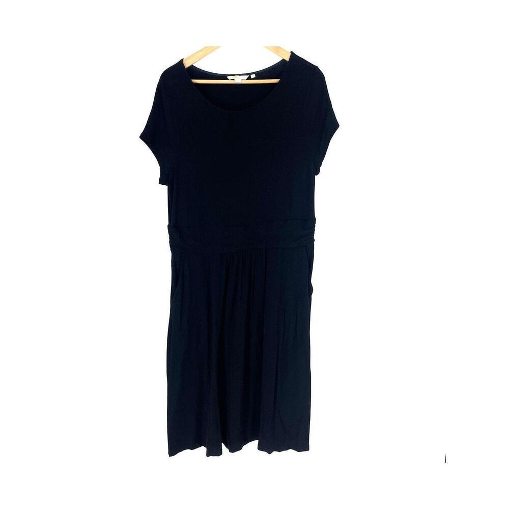 Boden Amelie Dress Size 14 Womens Black Jersey Knit Day Basic Minimal Stretch